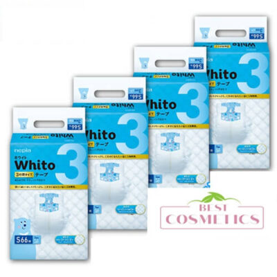 Nepia Whito Premium 3-Hour Baby Nappy Size S for 4-8kg Babies 4 Packs(264 Pcs) Carton Deal