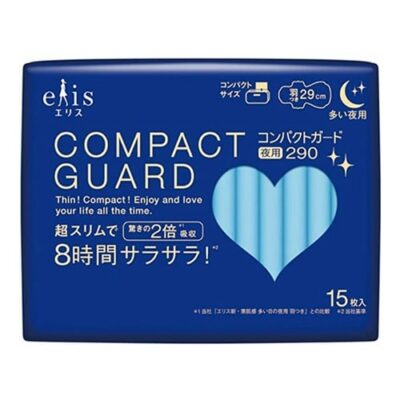 Elis Compact Guard Ultra-Slim Heavy Flow Overnight Pads with Wings 29cm 15 Pack