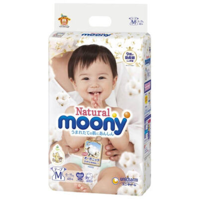 Natural Moony Organic Cotton 天然有机棉 抗过敏 Nappy Size M for 6-11kg Babies 46PK