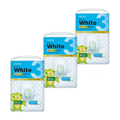 Nepia Premium Whito Unisex 3 Hours Pants Size M for 7-10kg Babies 62x3PK(186Pcs)