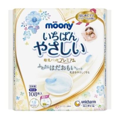 Unicharm Moony Premium Breast Milk Feeding Pads 108 Fluffy Skin Care Sheets
