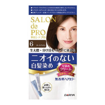 Dariya Salon de Pro Fragrance-Free Hair Color Fast-Dye Cream for Gray Hair 6 Dark Brown