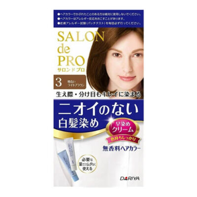 Dariya Salon de Pro Fragrance-Free Hair Color Fast-Dye Cream for Gray Hair 3 Bright Light Brown