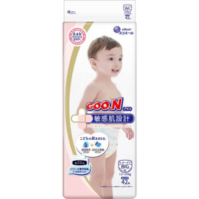 GOO.N Plus Premium Nappy Size XL for 12-20kg Sensitive Skin 敏感肌 Babies 42PK