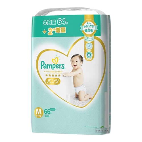 Pampers Premium Nappy Pants Size M For 6-11kg Sensitive Skin Babies Super Jumbo Bonus 66 Pack