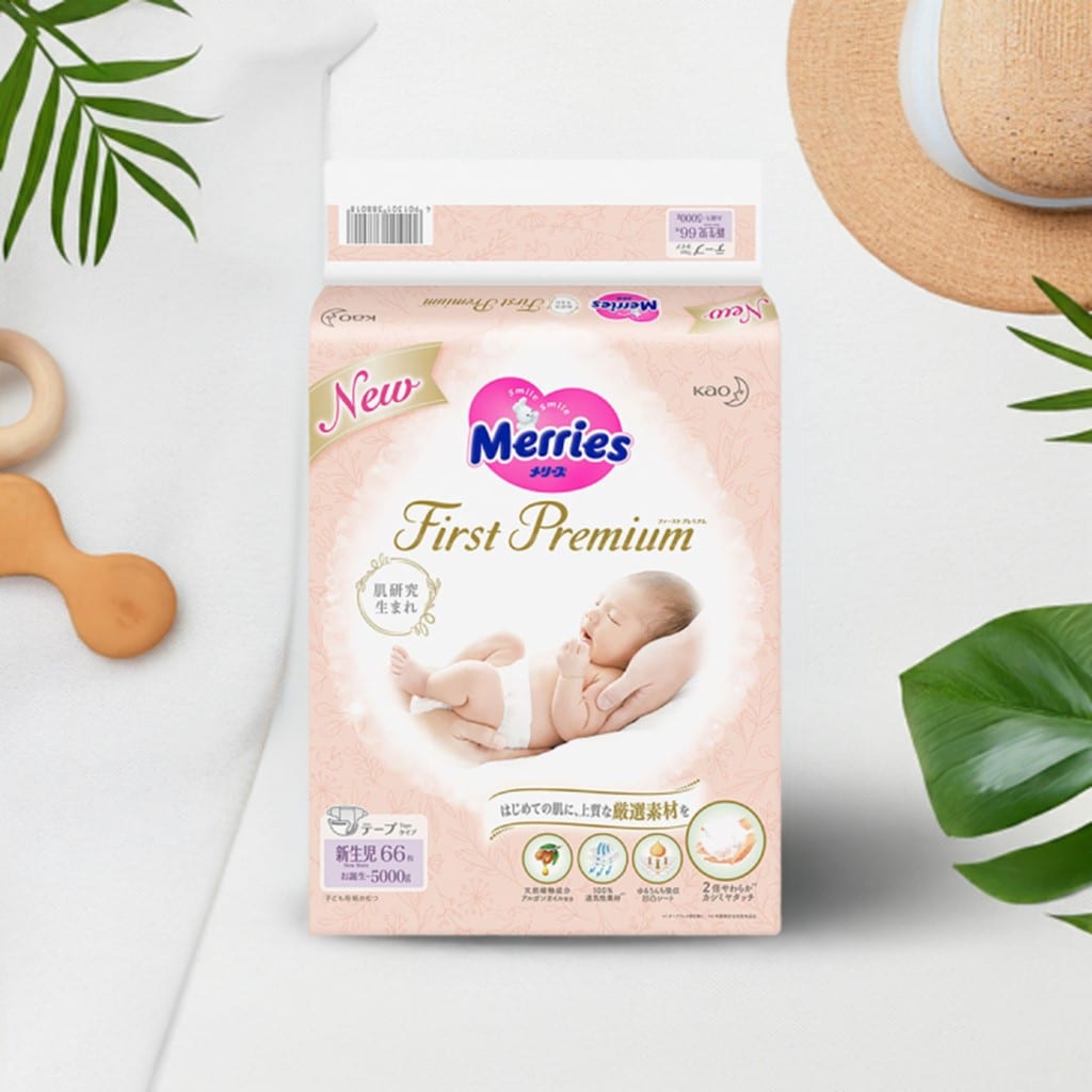 Buy 3 Get 1 FREE Merries First Premium Nappy for Newborn-5kg Babies (66PK) the Best for Your Baby