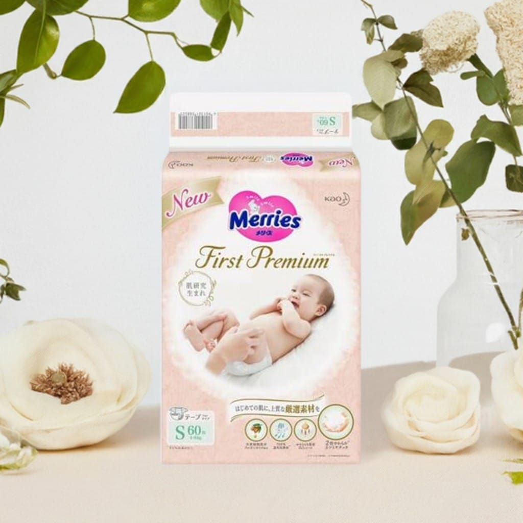 Buy 3 Get 1 FREE Merries First Premium Nappy Size S for 4-8kg Babies 60PK the Best for Your Baby