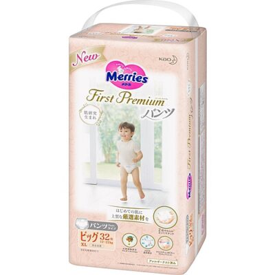 Kao Merries First Premium Nappy Pants XL for 12-22kg Sensitive Skin Babies 32Pack