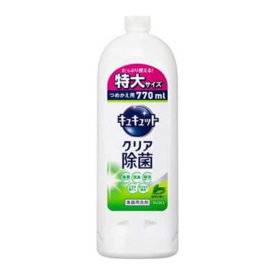 Kao Cucute Disinfectant Dishwashing Detergent Clear Green Tea Scent Refill 770ml