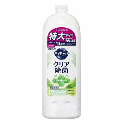 Kao Cucute Concentrated Dishwashing Liquid Clear Sterilization Green Tea Refill 770ml