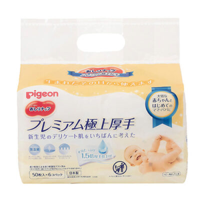 Pigeon Premium Super Thick Baby Wipe Refills 1 Bag 300 Sheets/50 Sheets x 6 Packs