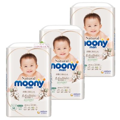 *Natural Moony Organic Cotton 天然有机棉 抗过敏 Nappy PANTs Size M for 5-10kg Babies 1 Carton(138 Pants/46 Pants x 3 Pks)