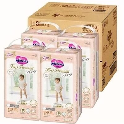 Merries First Premium 花王顶级 Nappy Pants Size L for 9-14kg Babies 1 Carton 4 Packs(144 Pieces) Bundle Deal