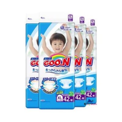 GOO.N Ultra Soft Dry Vitamin E Nappy Size XL for 12-20kg Babies 42Pack Carton Deal (4 Packs/168 Pieces)