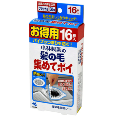 Kobayashi Pharmaceutical Drain Hair Catcher Sticker 16Pk