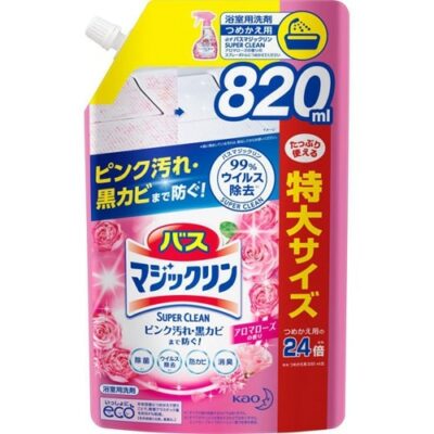 Kao Bath Magiclean, Foaming Spray, Super Clean, Aroma Rose Scent, Value Pack, Refill 820ml