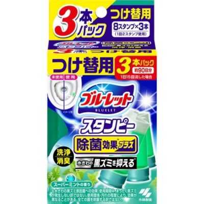 Kobayashi Toilet Cleaning Gel Stamp Sterilization Plus Super Mint Refill 28g × 3