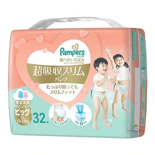 Pampers Premium 一级帮 Super Absorbent Slim 超薄吸收 Nappy Pants Size XL (12-22kg) – 32 Pack | Best for Sensitive Baby Skin