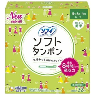Unicharm Sofy Soft Super Tampons for Heavy Menstrual Flow Value Pack 32Pk