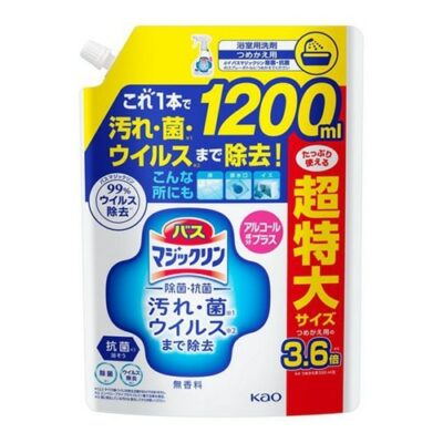 Kao Bath Magiclean, Rinse Foaming Spray, Disinfectant, Antibacterial Alcohol-Enhanced Formula, Super Clean, Refill 1200ml