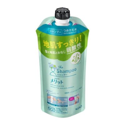Kao Merit Shampoo, Refill 340ml, Mildly Acidic, Silicone-Free Formula, for Clean Scalp and Silky Hair