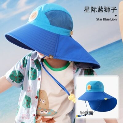 Lemonkid Star Blue Lion Sun Hat XL 58cm, Kids’ Summer Sun Protection Cap