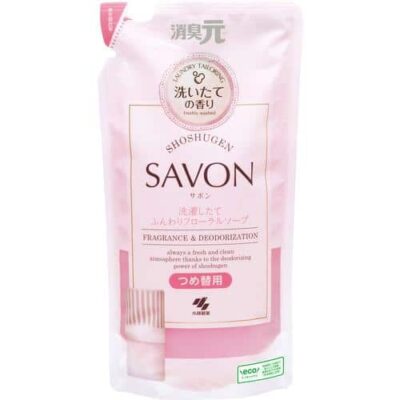 Kobayashi SHOSHUGEN Savon Fragrance & Deodorization for Room Kitchen Toilet Entrance – Fluffy Floral Soap Scent Refill 400ml