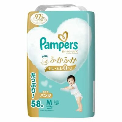 Pampers Premium Ichiban 一级帮 Best for Skin Nappy Pants Size M (6-12kg) 58 Pack, 敏感肌 Sensitive Skin Care 