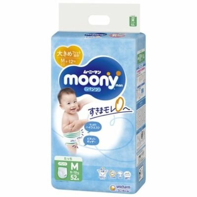 Moony Nappy Pants Size M (6-12kg) 52 Pieces- Ultra-Absorbent, Leak-Proof, Comfortable Fit