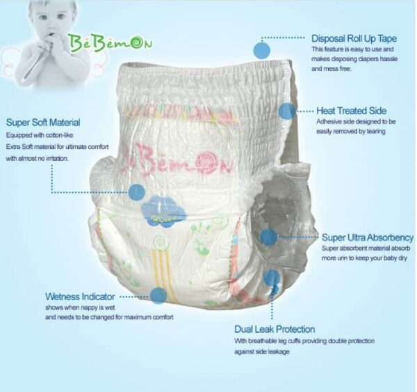 BeBemon Pants/Pull Ups(Manufactured in 2017) Size L for 10-14kg Babies 4 Packs(22 PCsx4/88 PCs)