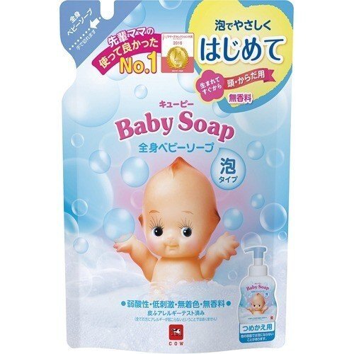 Cow Brand Kewpie Refreshing Baby Foam Soap for Hair and Body Refill 350ml