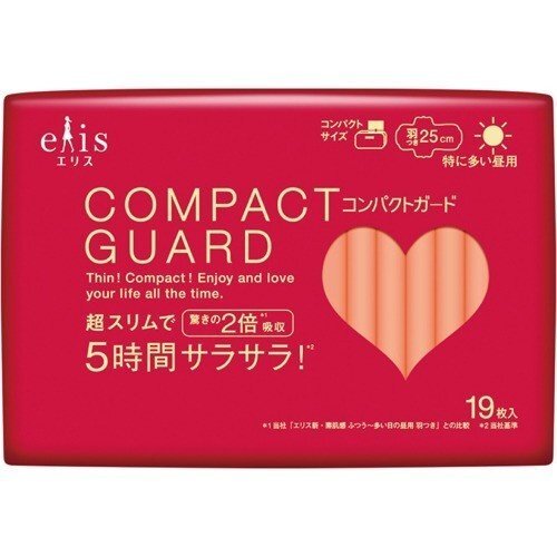Elis Compact Guard Ultra Slim Pads 25CM 1 Pack(19 PCs) With Wings