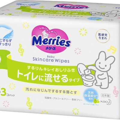 FLUSHABLE Merries Baby Wipe Refill 64 Sheets x 3PK