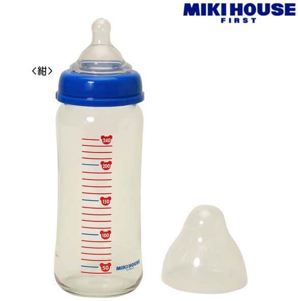 Miki House First Stage Glass Bottle Blue 240ml