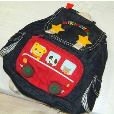 Miki House Outing by Bus Denim Baby Backpack