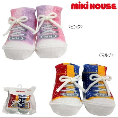 Miki House Sneakers Pattern Baby Socks 9-11cm Pink
