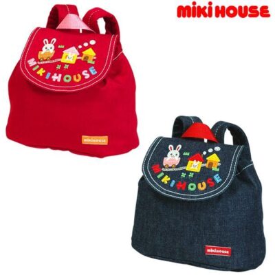 Miki House Usako Denim Baby Backpack Red